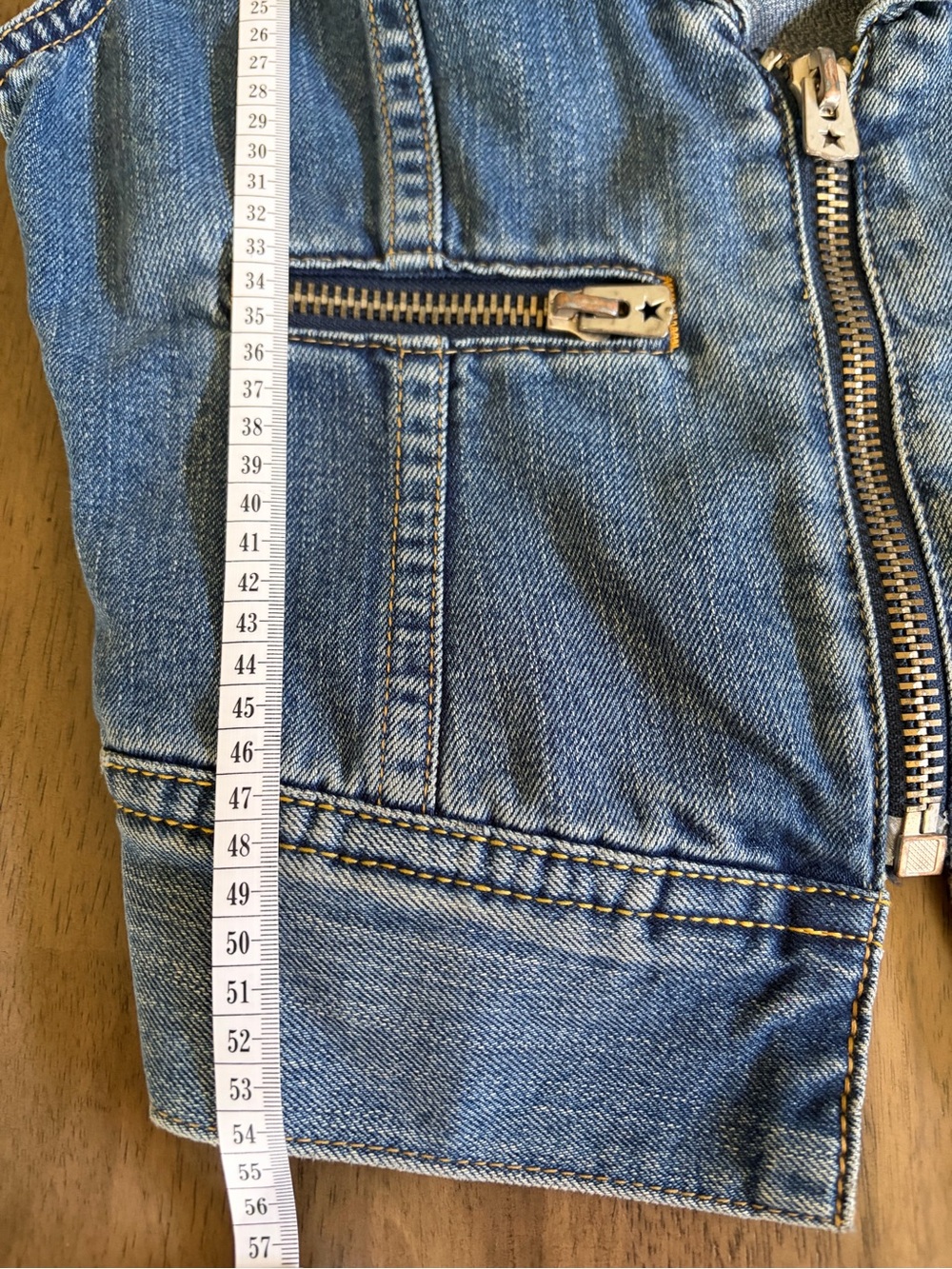Levi's Blue Denim Zip Vest with Tan Patch - Picture 7 of 9
